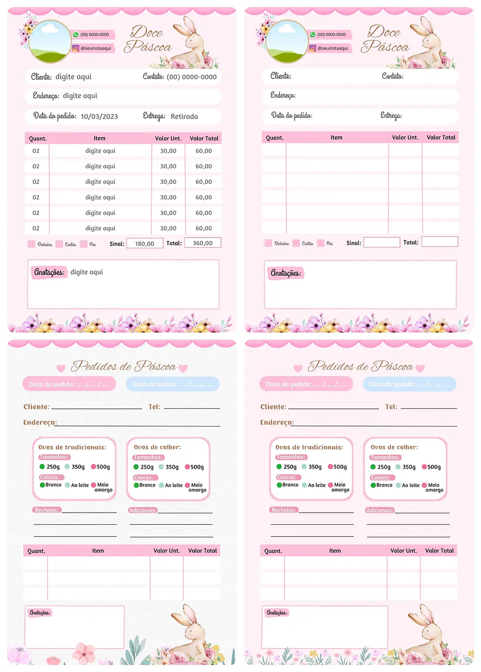 Super Combo Cardápios de Páscoa Templates Editáveis no Canva 8