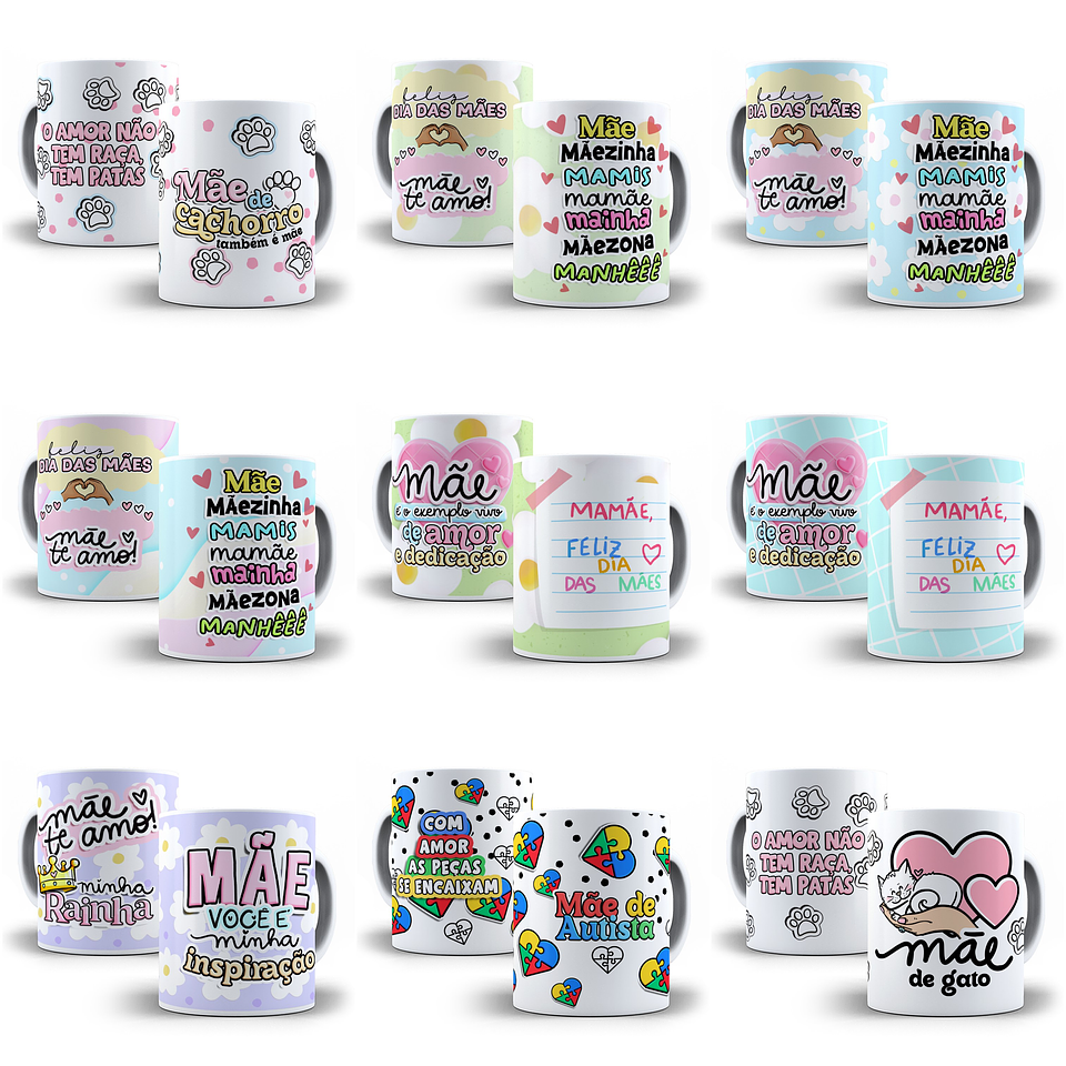 44 Artes Caneca Dia das Mães Arquivos Jpg + Mockups  5