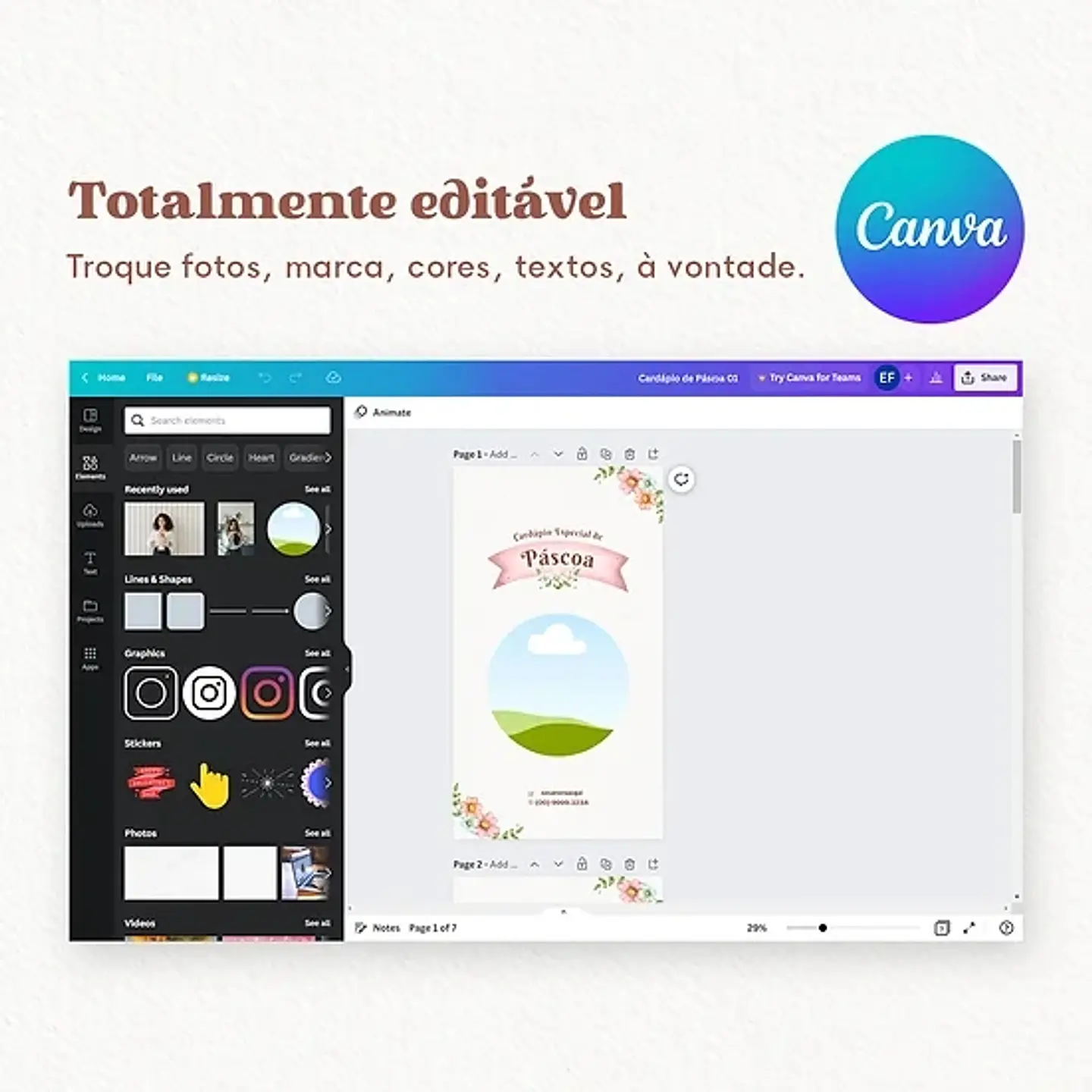 Super Combo Cardápios de Páscoa Templates Editáveis no Canva 9