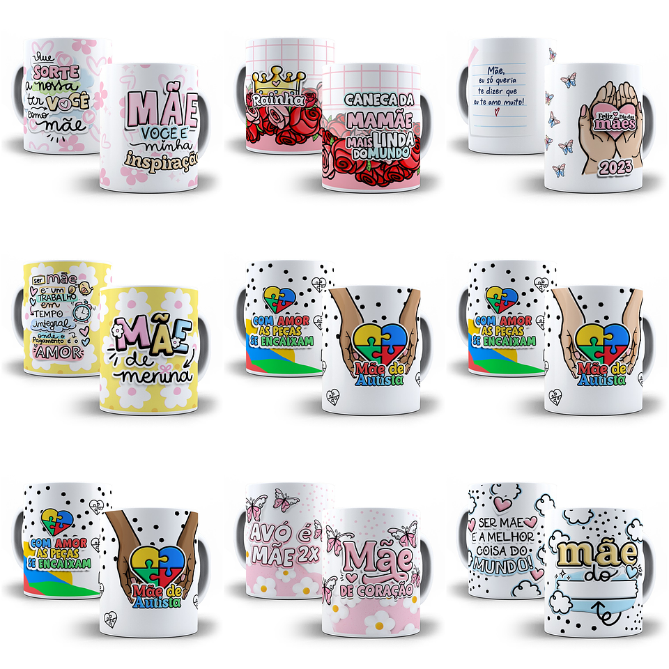 44 Artes Caneca Dia das Mães Arquivos Jpg + Mockups  6