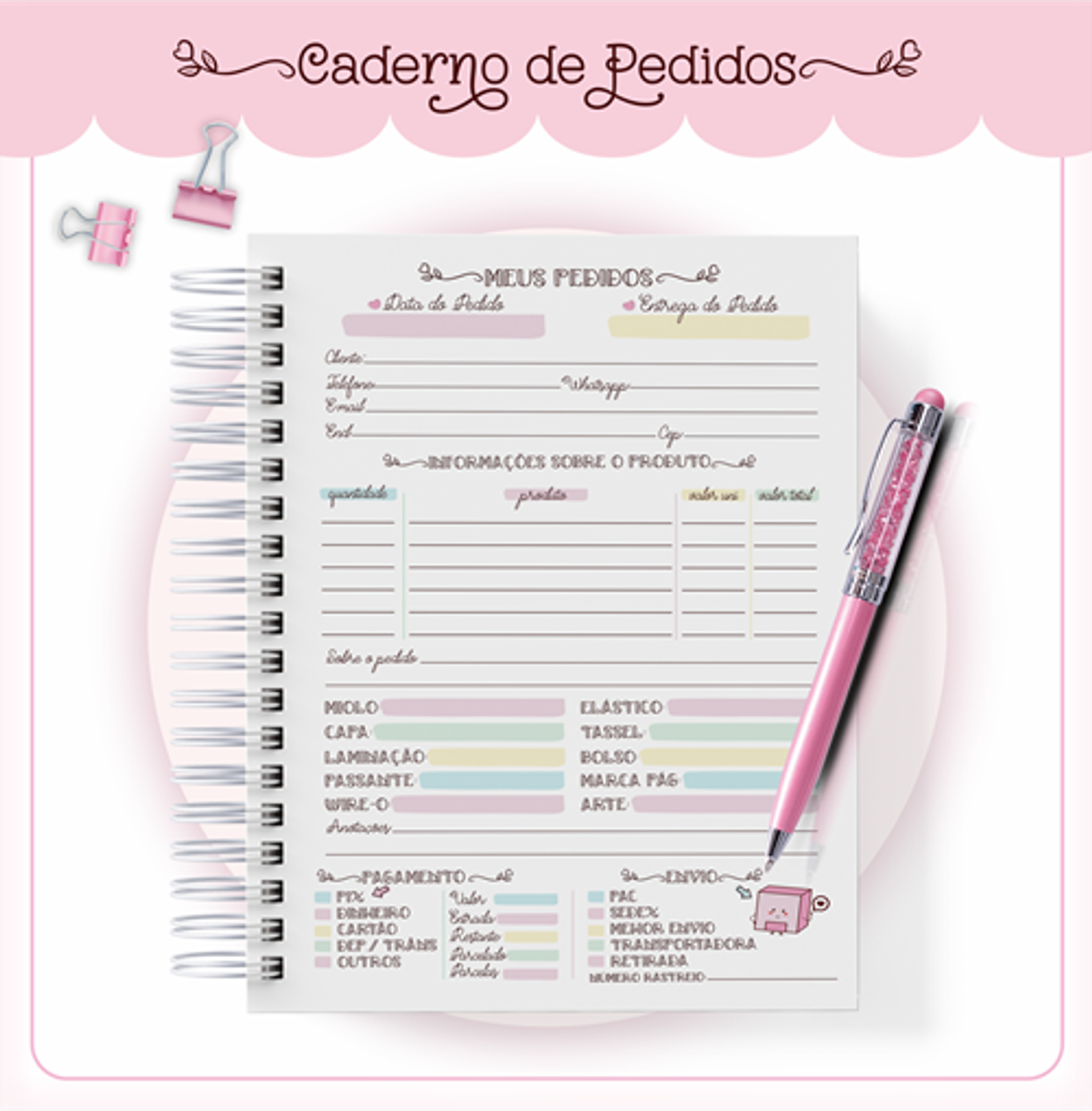 Arquivo Agenda Meus Pedidos Encadernação em Pdf  5