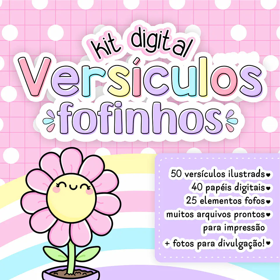 Kit Digital Versículos Fofinhos Completo em Png 1