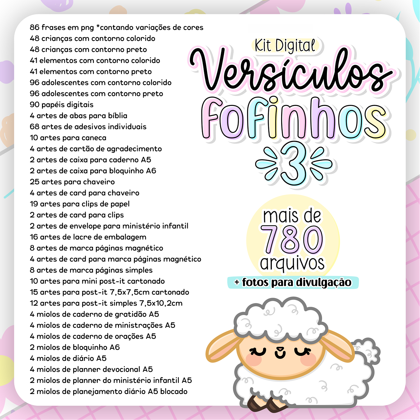 Kit Digital Versículos Fofinhos 3 em Png 2