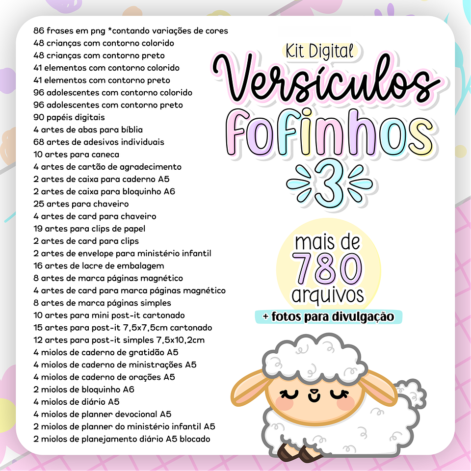 Kit Digital Versículos Fofinhos 3 em Png 2