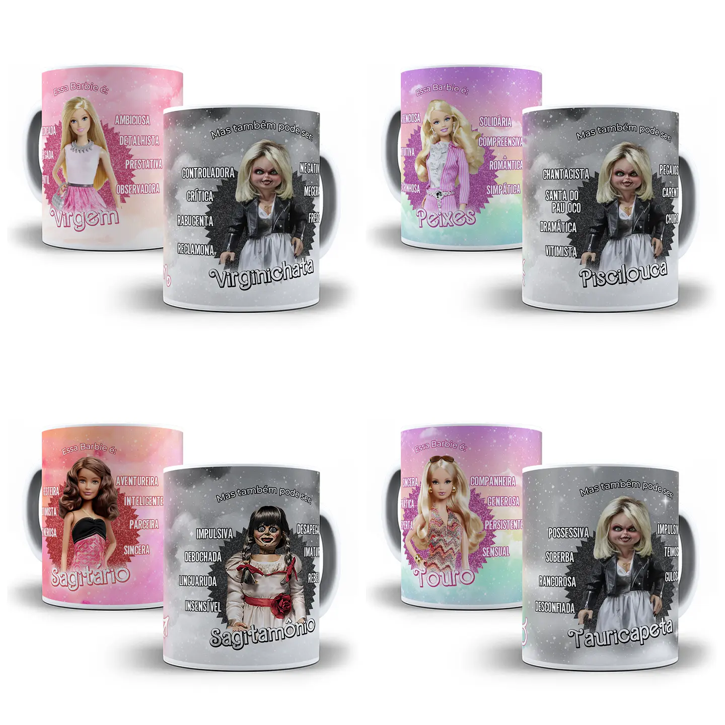 12 Artes para Caneca Signos Barbie Arquivos em Jpg 1
