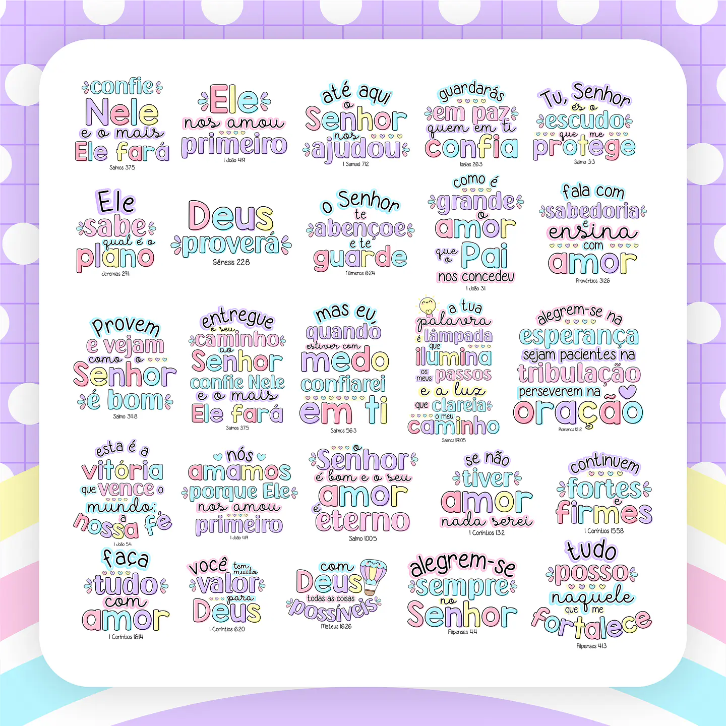 Kit Digital Versículos Fofinhos Completo em Png 3