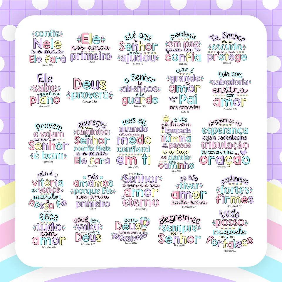 Kit Digital Versículos Fofinhos Completo em Png 3