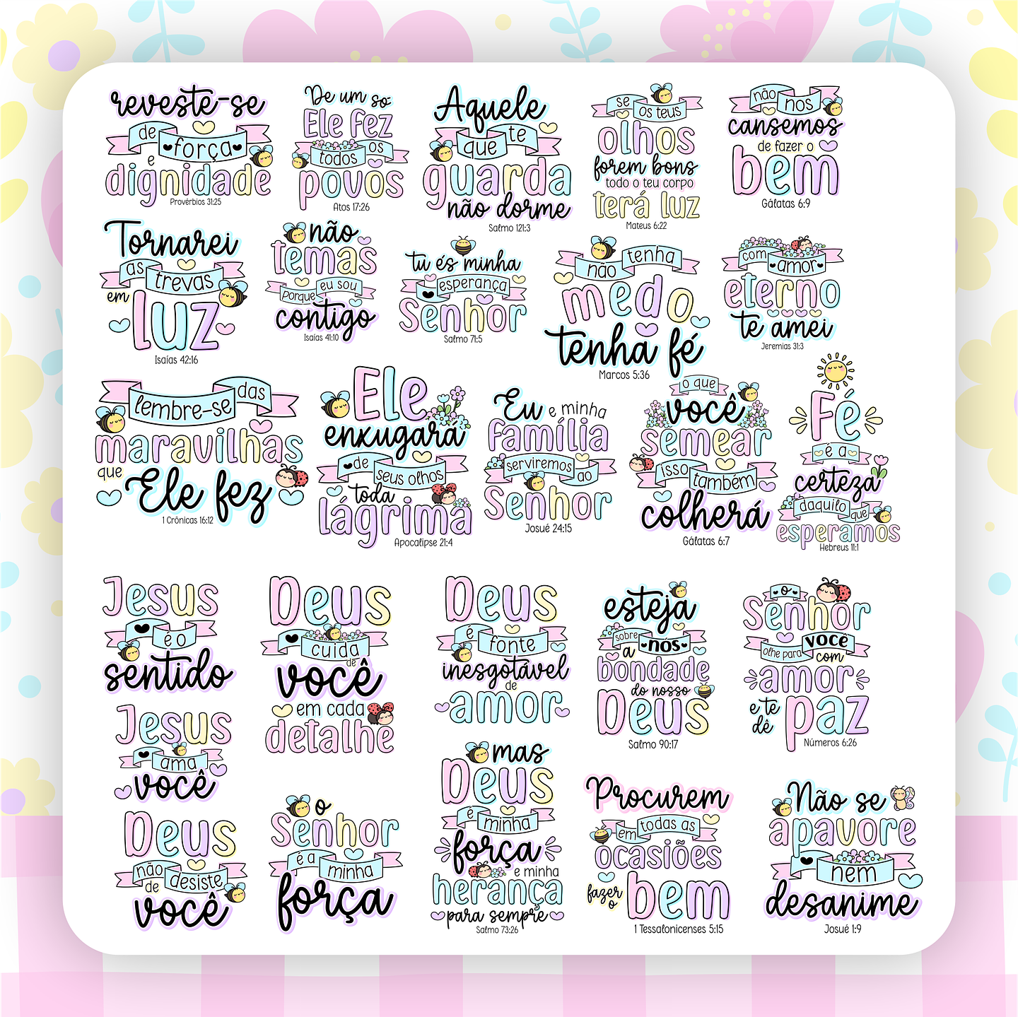 Kit Digital Versículos Fofinhos 3 em Png 3