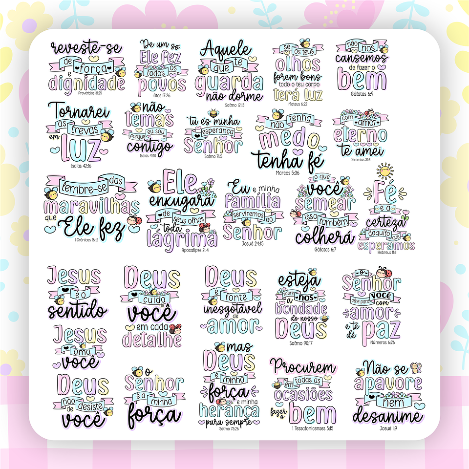 Kit Digital Versículos Fofinhos 3 em Png 3