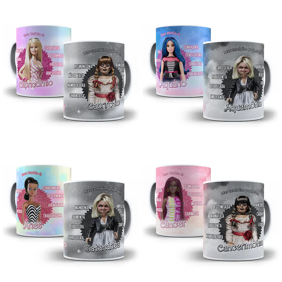 12 Artes para Caneca Signos Barbie Arquivos em Jpg 2