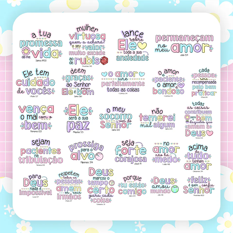 Kit Digital Versículos Fofinhos Completo em Png 4