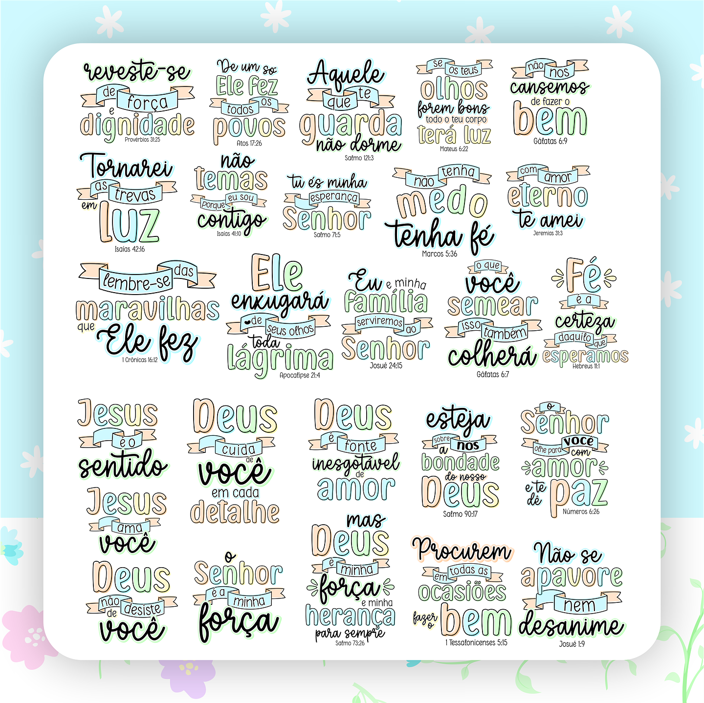 Kit Digital Versículos Fofinhos 3 em Png 4