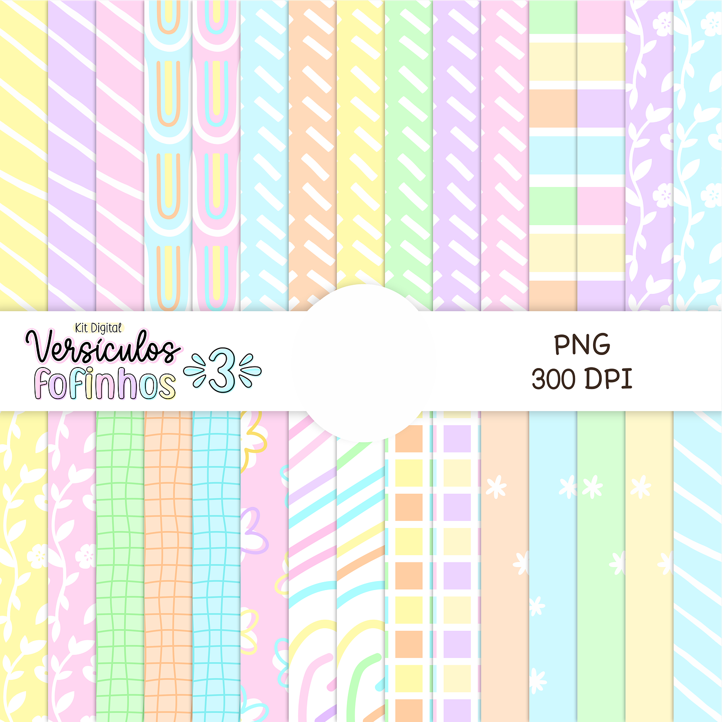 Kit Digital Versículos Fofinhos 3 em Png 5