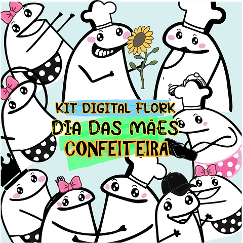 Kit Digital Flork Dia das Mães Confeiteiras em Png  