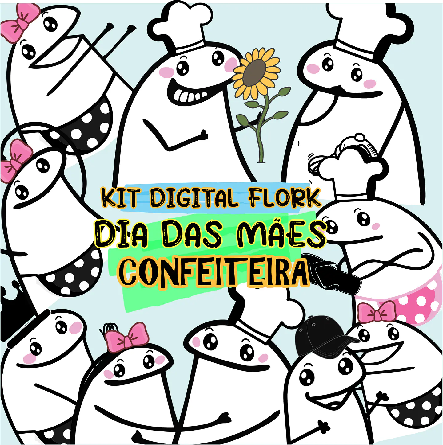 Kit Digital Flork Dia das Mães Confeiteiras em Png   1