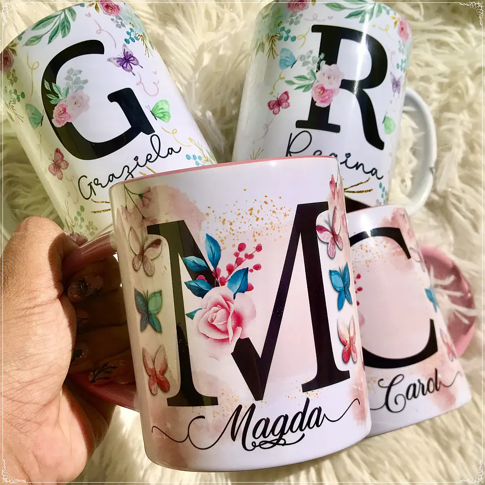 Artes para Caneca Floral Alfabeto Dia das Mães em Jpg 7