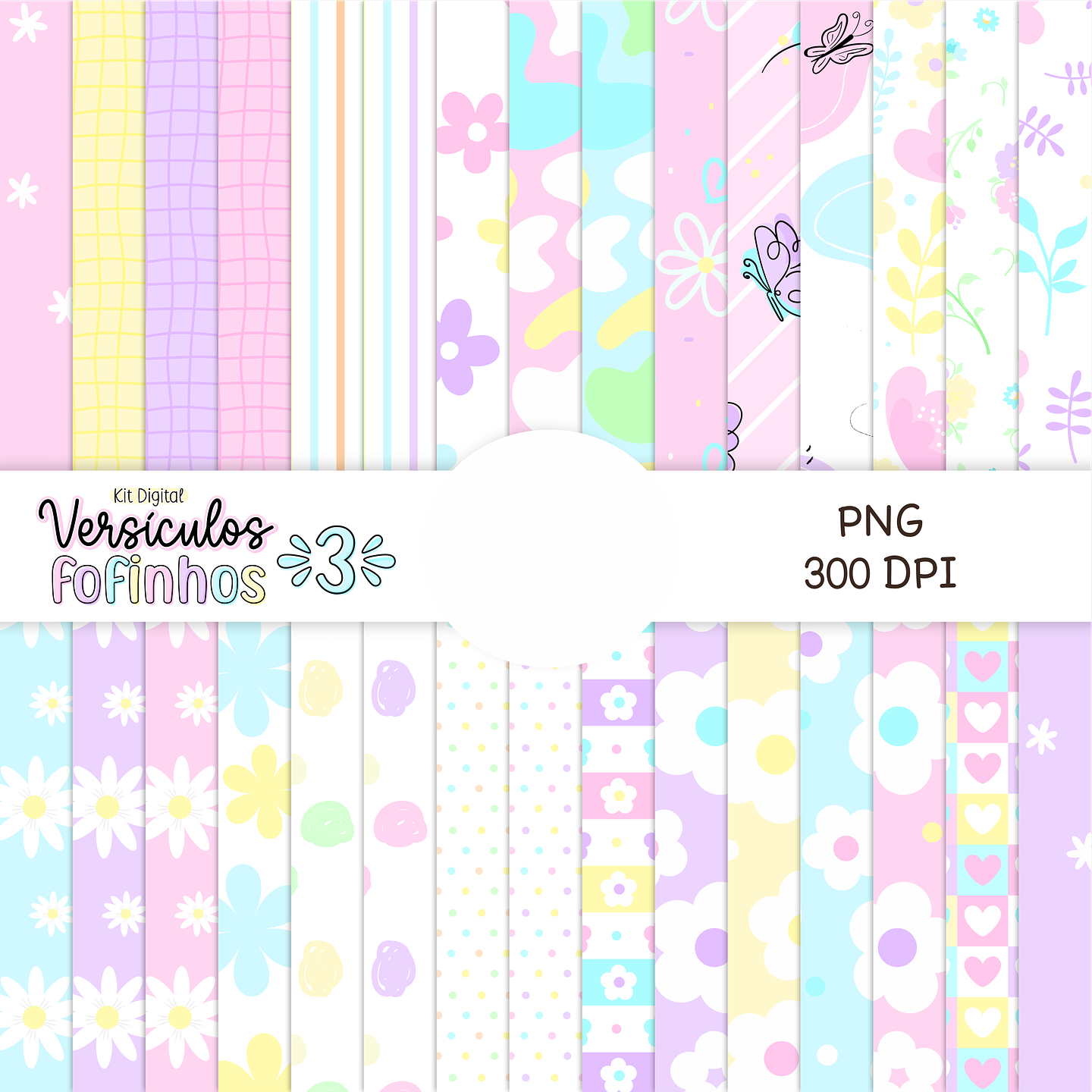 Kit Digital Versículos Fofinhos 3 em Png 7