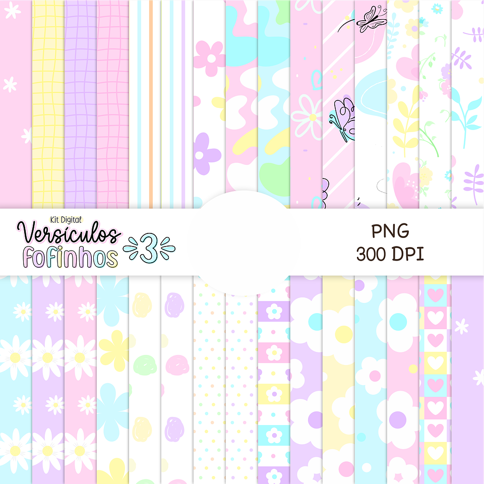 Kit Digital Versículos Fofinhos 3 em Png 7