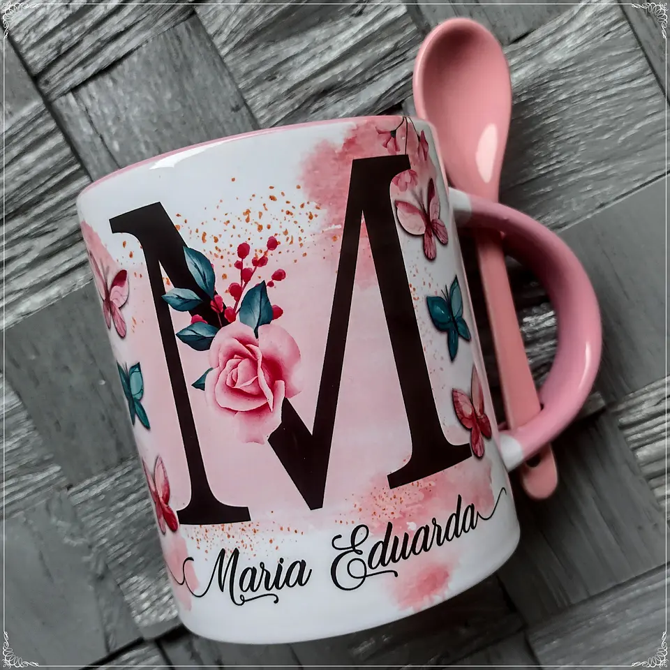 Artes para Caneca Floral Alfabeto Dia das Mães em Jpg 8