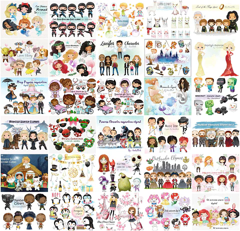 Mega Pacotão Aquarelados Temas diversos em Png