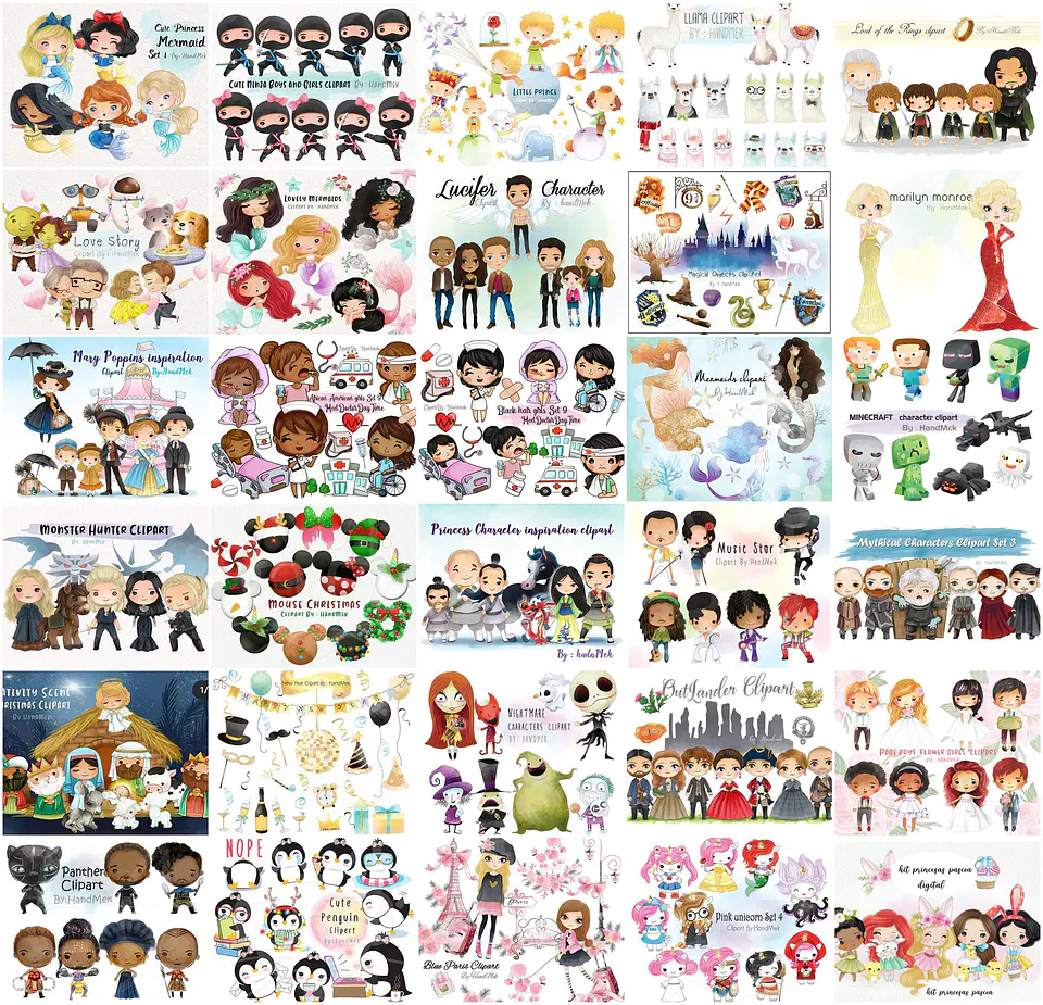 Mega Pacotão Aquarelados Temas diversos em Png 1