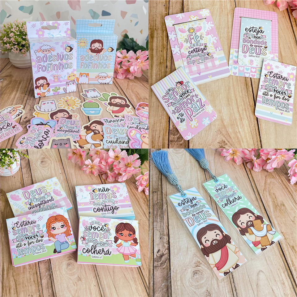 Kit Digital Versículos Fofinhos 3 em Png 8