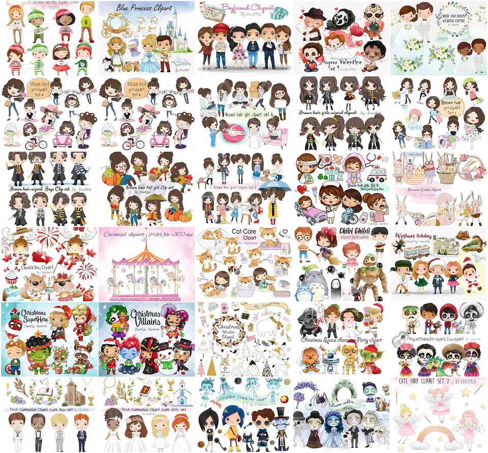 Mega Pacotão Aquarelados Temas diversos em Png 3