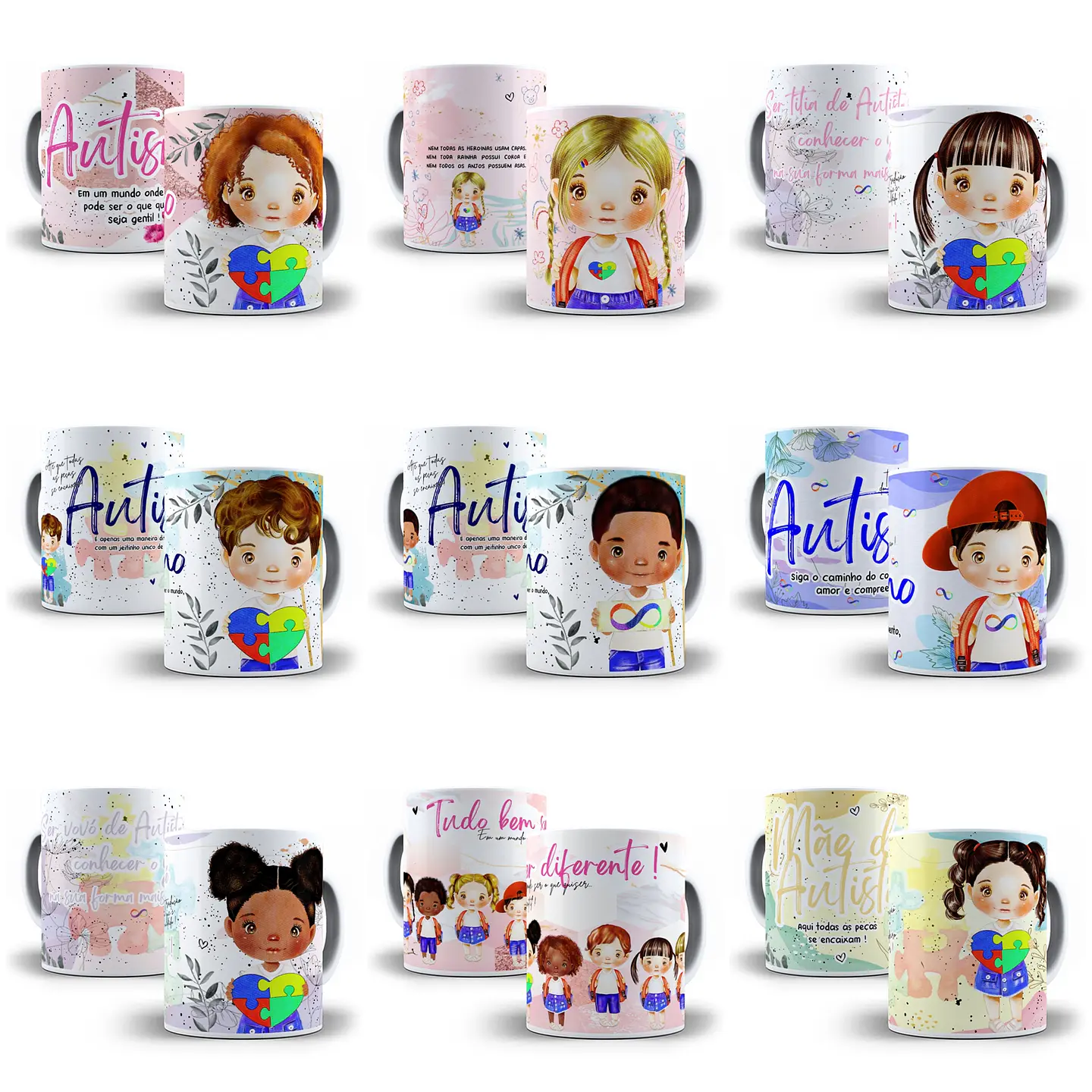 18  Artes para Caneca e Camisa Autismo Arquivos em Corel Draw  1