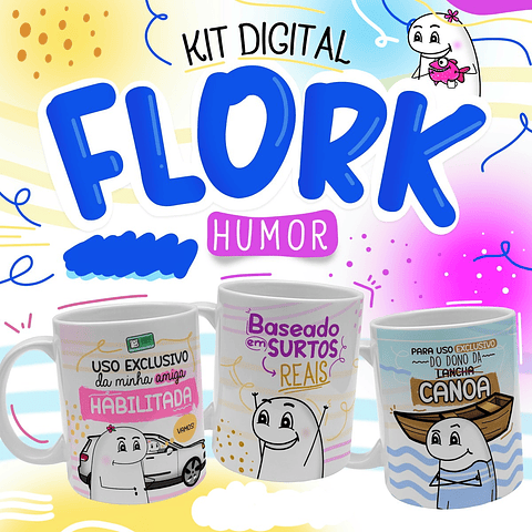 20 Artes para Caneca Flork Frases Humor em Jpg