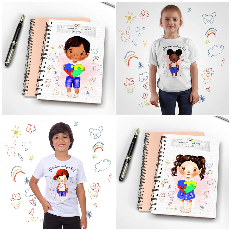 18  Artes para Caneca e Camisa Autismo Arquivos em Corel Draw  2