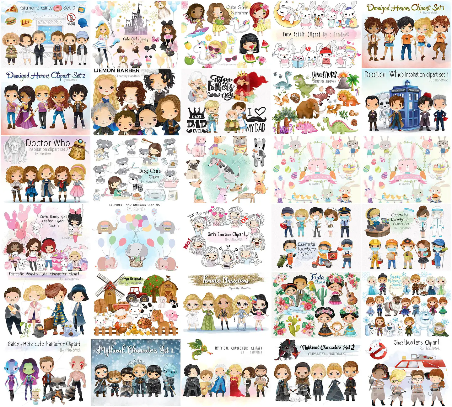 Mega Pacotão Aquarelados Temas diversos em Png 5