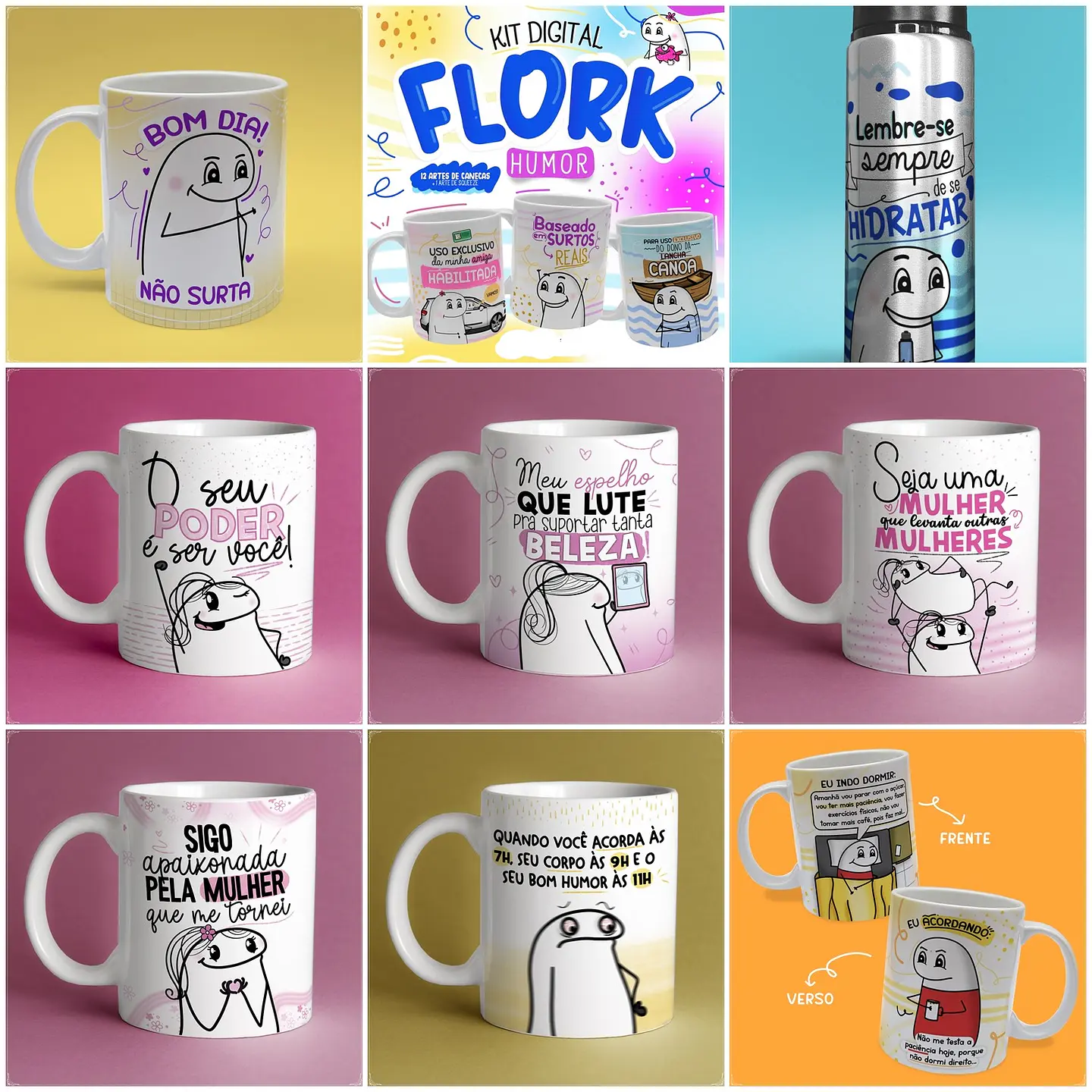 20 Artes para Caneca Flork Frases Humor em Jpg 3