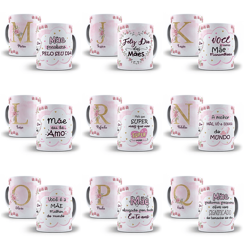 26 Artes para Caneca Alfabeto Dia das Mães em Corel Draw 