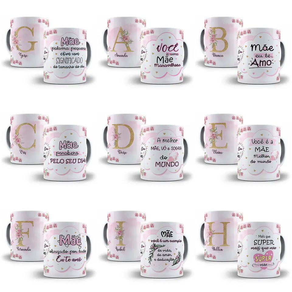 26 Artes para Caneca Alfabeto Dia das Mães em Corel Draw  3