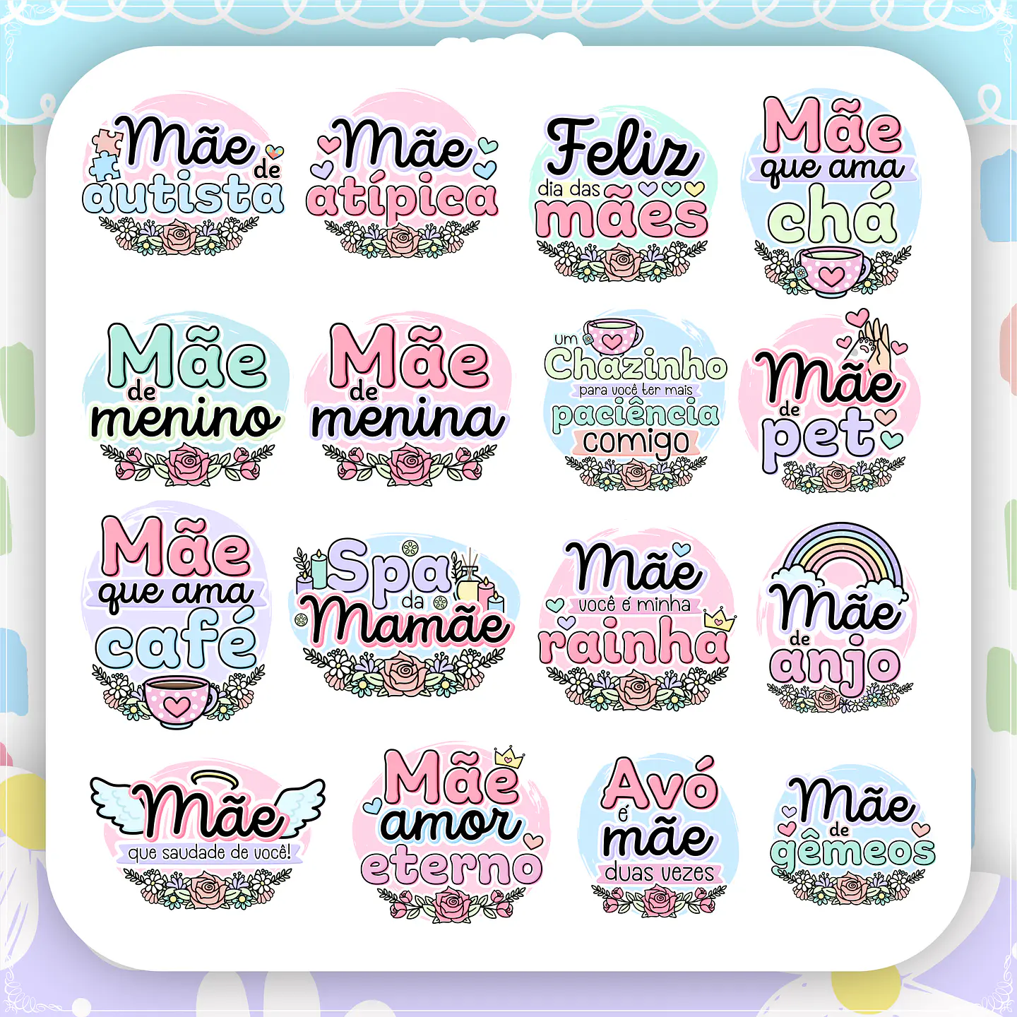 Kit Digital Dia das Mães Completo em Png  4