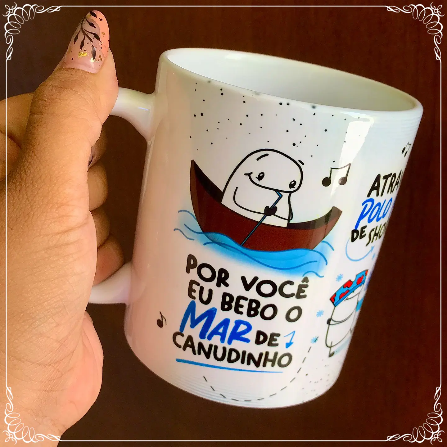 Arte Caneca Por Você Eu Bebo o Mar de Canudinho Flork 2