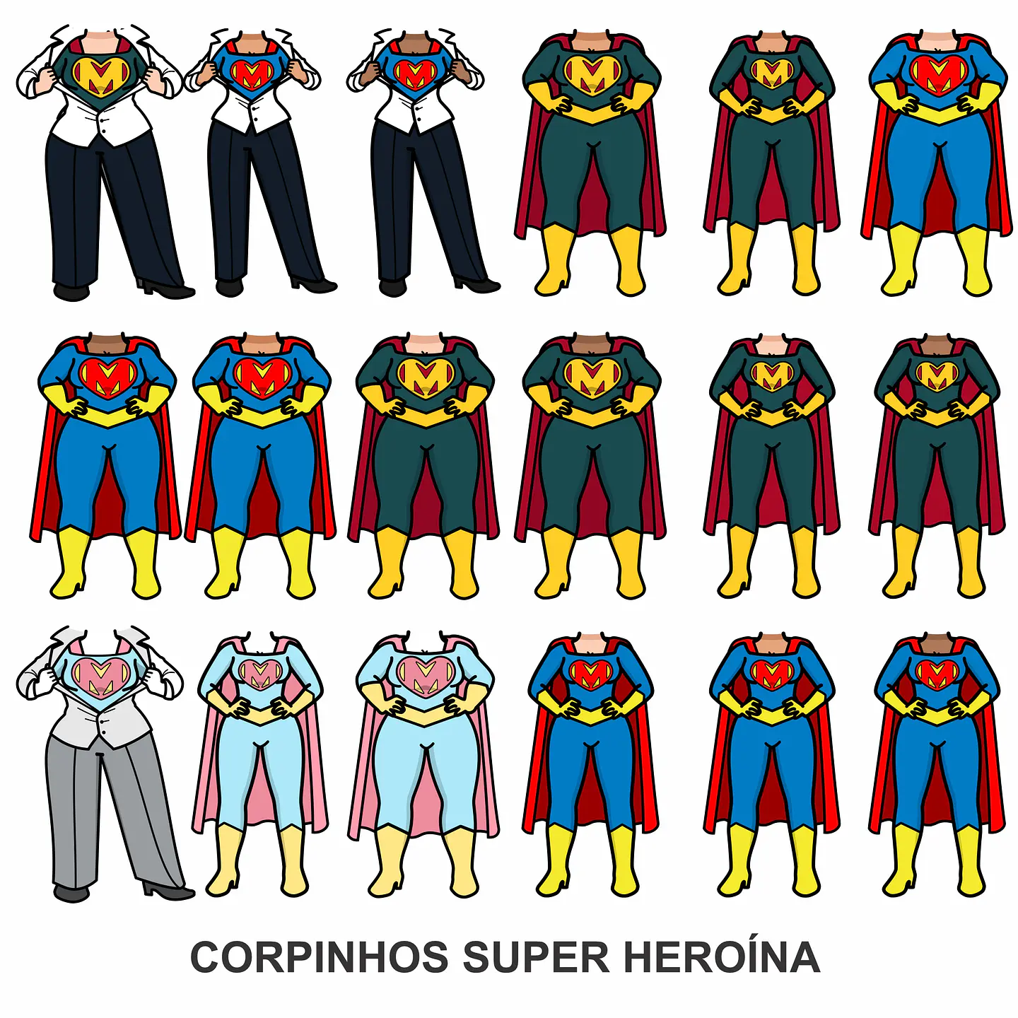 Kit Digital Dia das Mães Super Heroínas para Montar em Png 4