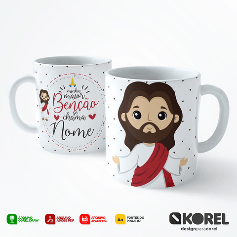 Arte Caneca Jesus Cristo Santinho Editável + Pdf