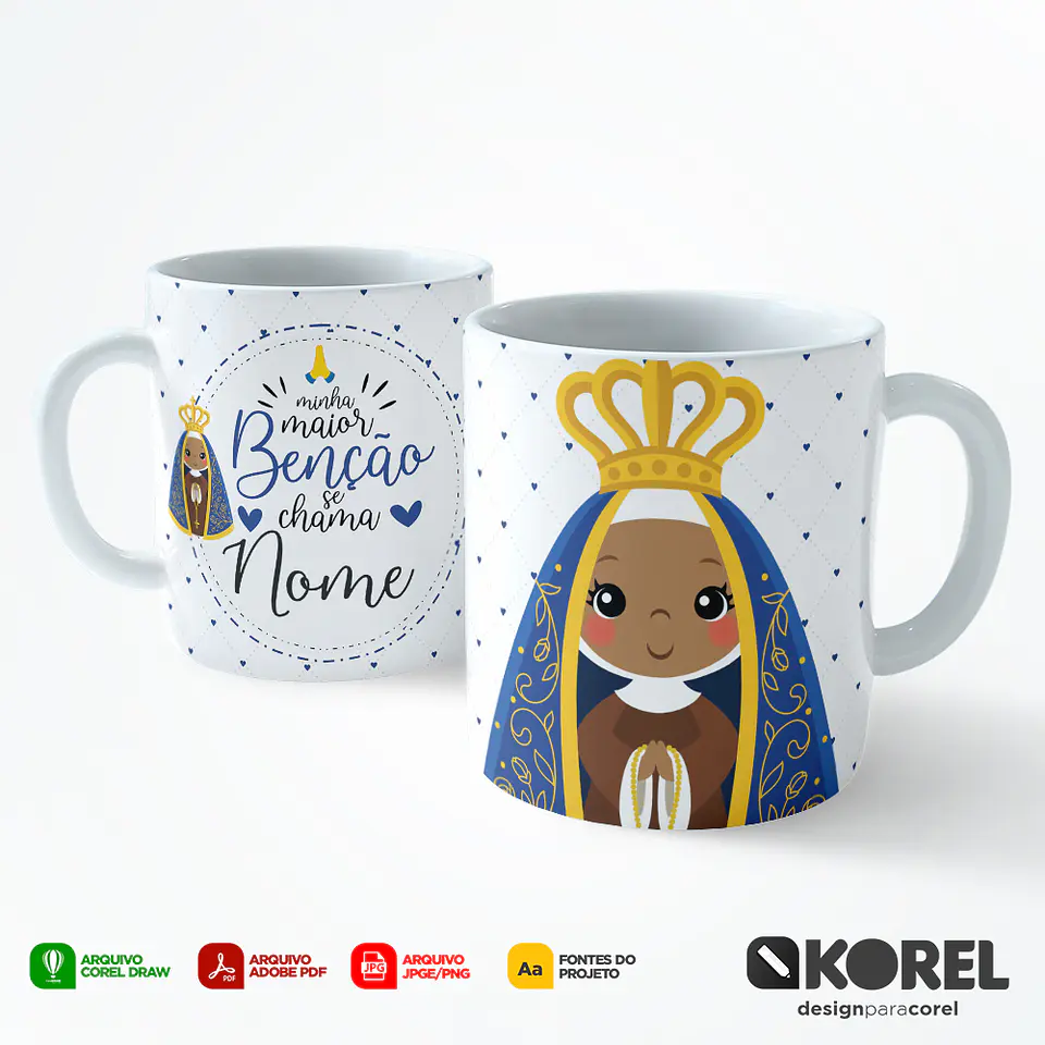 Arte Caneca Nossa Senhora da Conceição Aparecida 1 Santinho Editável + Pdf 1