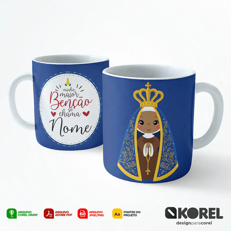Arte Caneca Nossa Senhora da Conceição Aparecida 2 Santinho Editável + Pdf 1