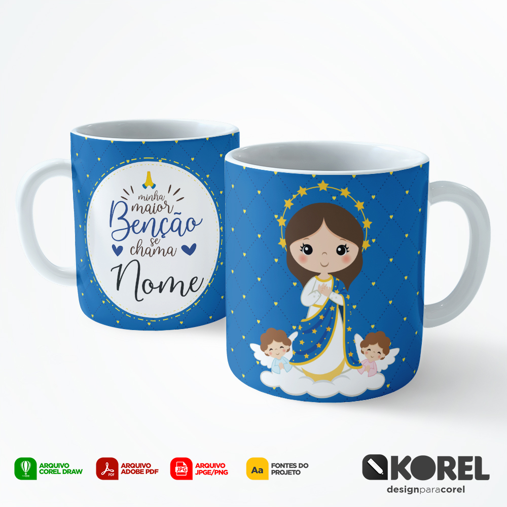 Arte Caneca Nossa Senhora da Conceição 2 Santinho Editável + Pdf