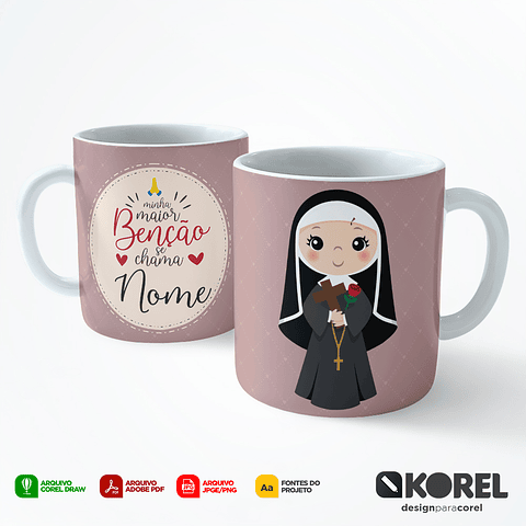 Arte Caneca Santa Rita de Cássia Santinho Editável + Pdf