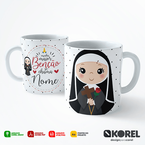 Arte Caneca Santa Rita de Cássia 2 Santinho Editável + Pdf