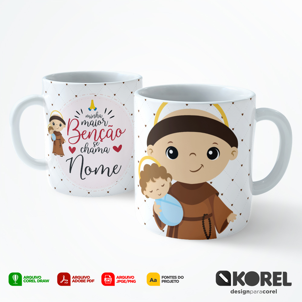 Arte Caneca Santo Antônio 2 Santinho Editável + Pdf