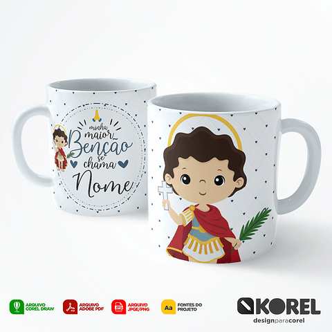 Arte Caneca Santo Expedito Santinho Editável + Pdf