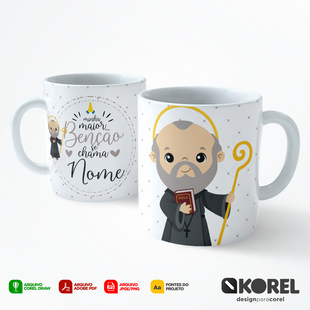 Arte Caneca São Bento Santinho Editável + Pdf