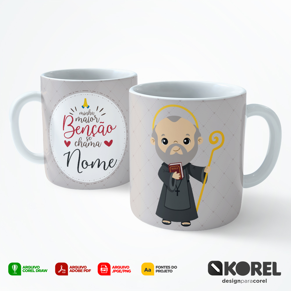 Arte Caneca São Bento 2 Santinho Editável + Pdf