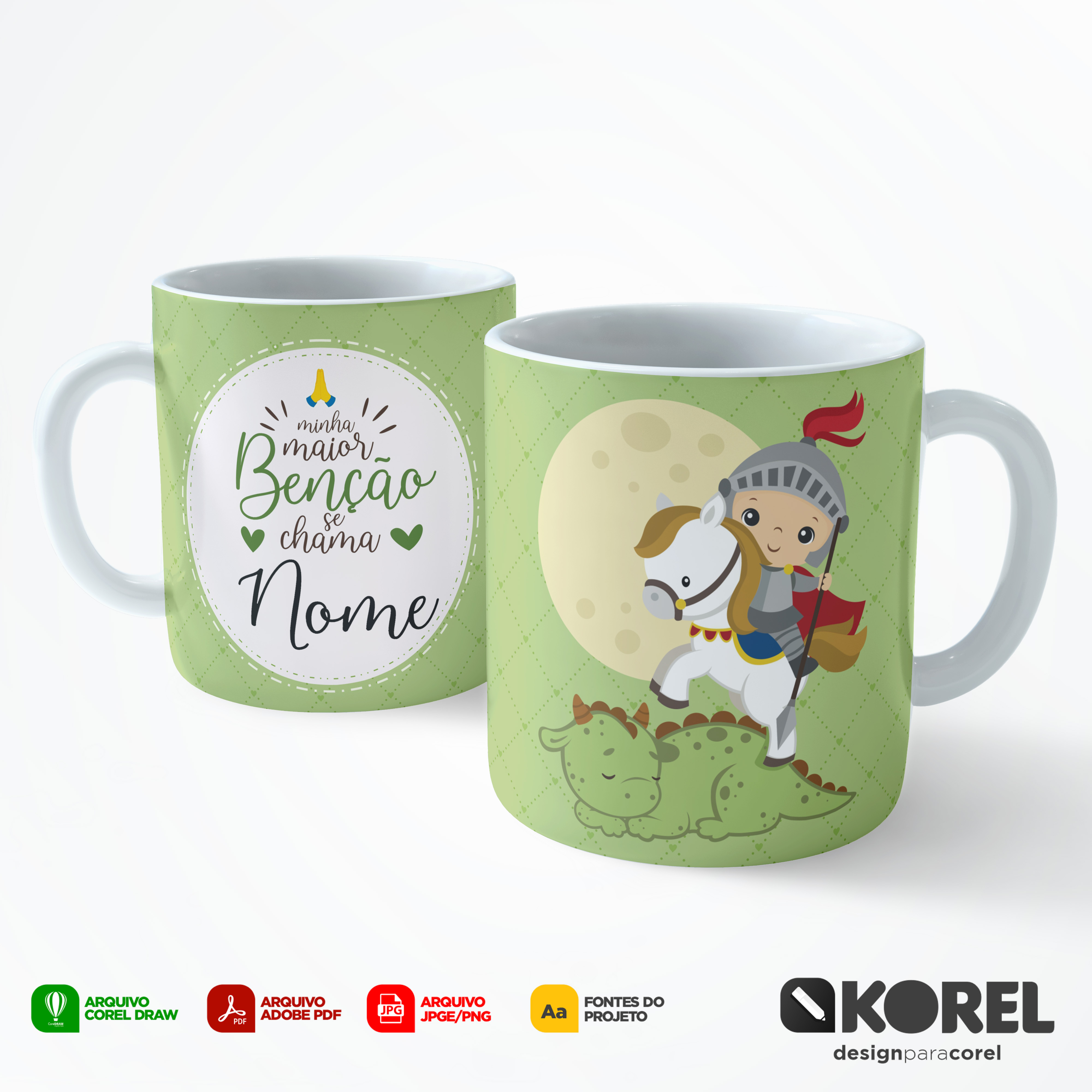 Arte Caneca São Jorge Santinho Editável + Pdf