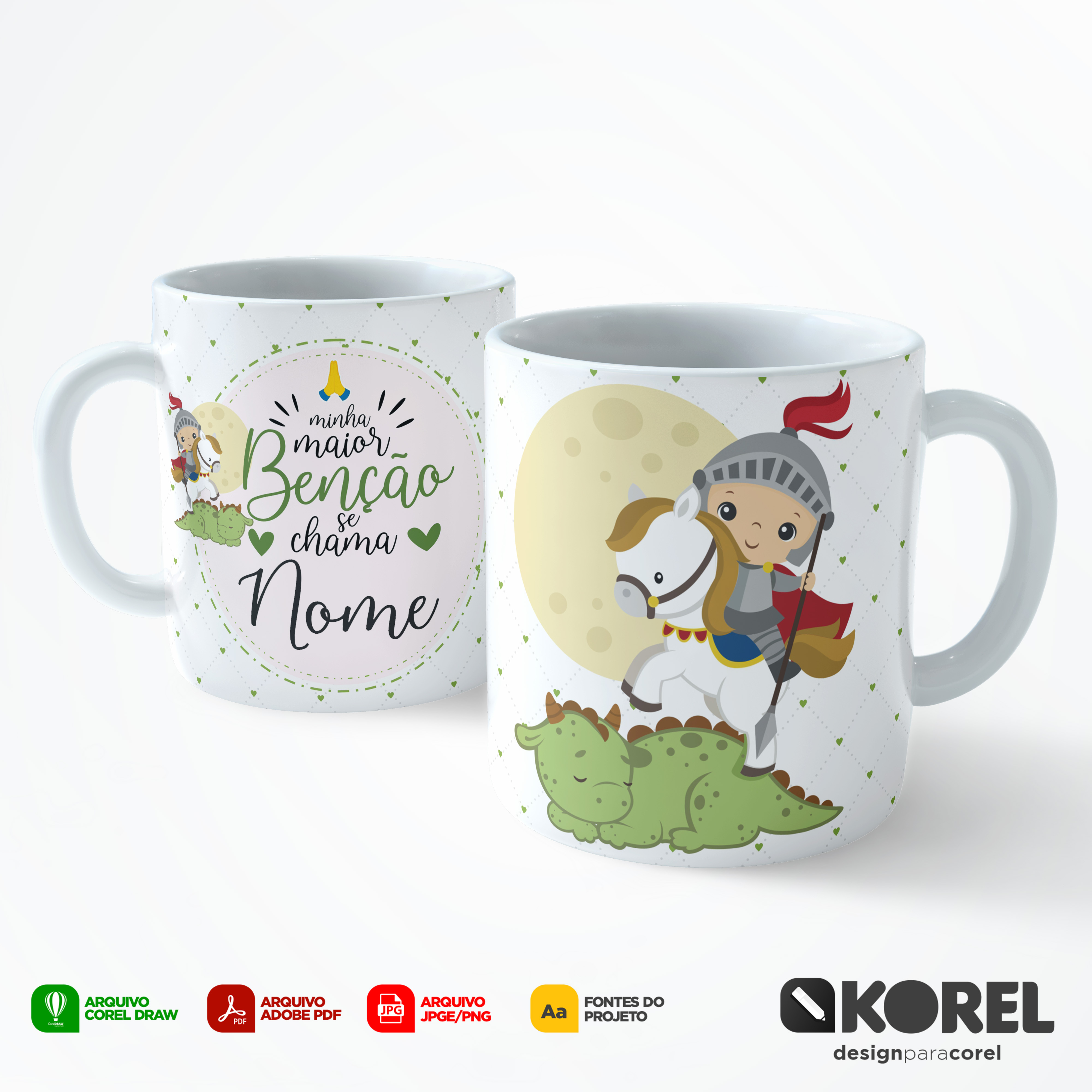 Arte Caneca São Jorge 2 Santinho Editável + Pdf