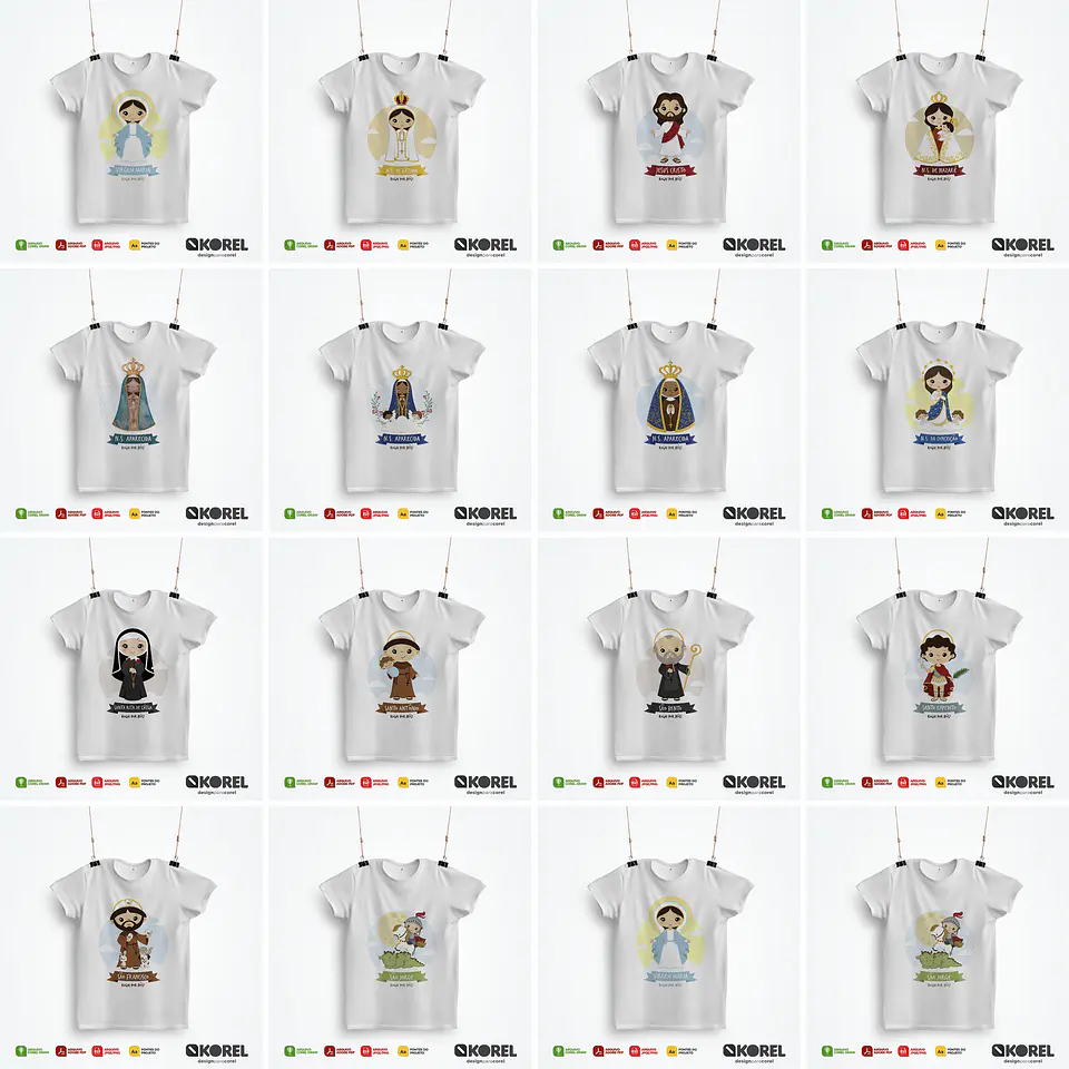 14 Arte Camisa Santinhos Católicos Editável Corel Draw + Png 3